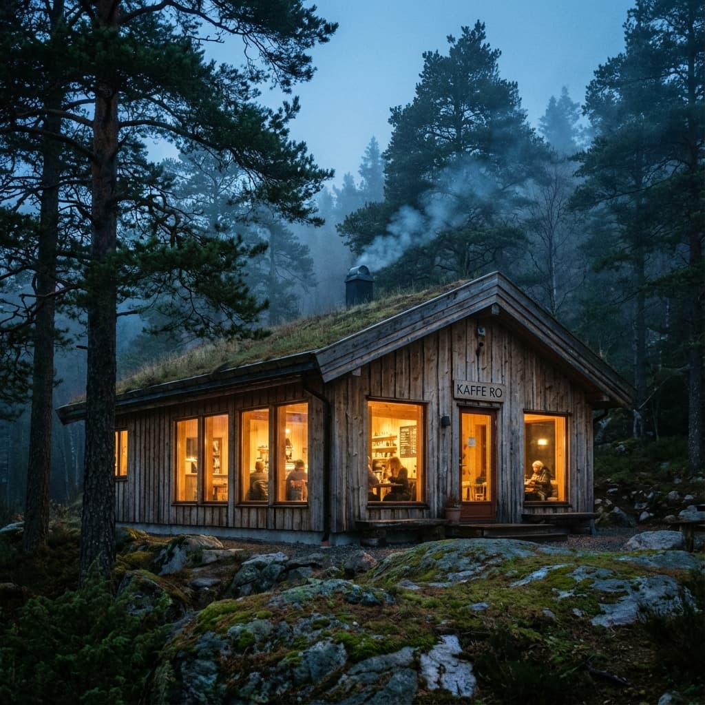 Café cabane nordique dans la forêt