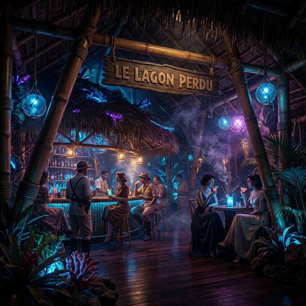 Intérieur du bar Tiki